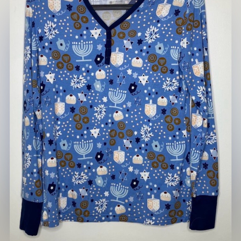 Little Sleepies Women’s Long Sleeved Pajama Top Hanukkah Lights
